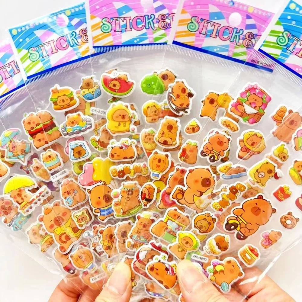 

12Sheets Cute Capybara Bubble Stickers Kawaii 3D Stickers Anime Cartoon Random DIY Sticker For Scrapbooking Supplies Craft