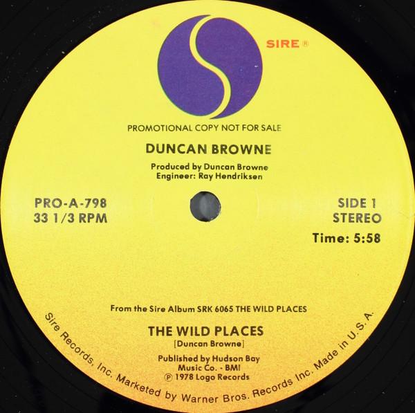 

12inch Record DUNCAN BROWNE Wild Places PROA798PROMO Sire 1978 US Rock Used