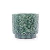 Mini Small Ceramic Plant Pot Ø19 cm, Glossy Rich Green Heart-Ornament Relief, Breathable Drainage Hole for Mini Succulents and Desktop Herbs
