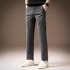 High-end French business ice silk cool slim-fitting pants men's summer thin drape straight casual nine-point pants