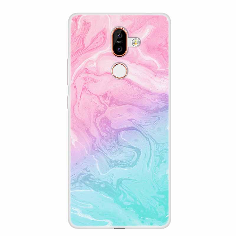 För Nokia 7 Plus Fodral Marmor Mjuk Silikon Baksida Telefonfodral Modefodral Coque Nokia7 Plus Stötsäkert Fundas