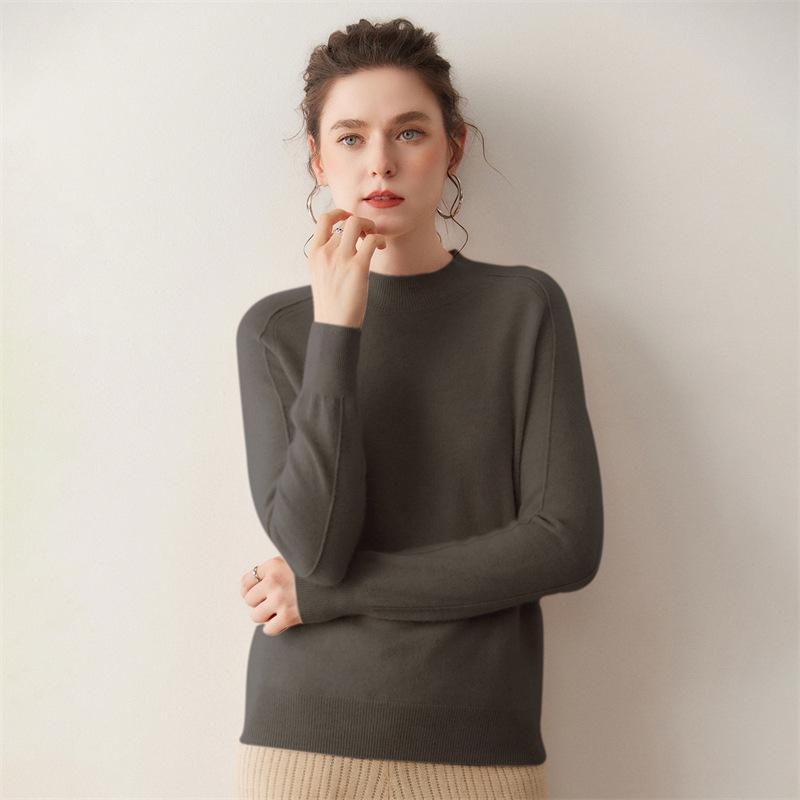 Lekasha Cashmere Brushed Knit Sweater - Half-High Neck Base Layer for Autumn/Winter