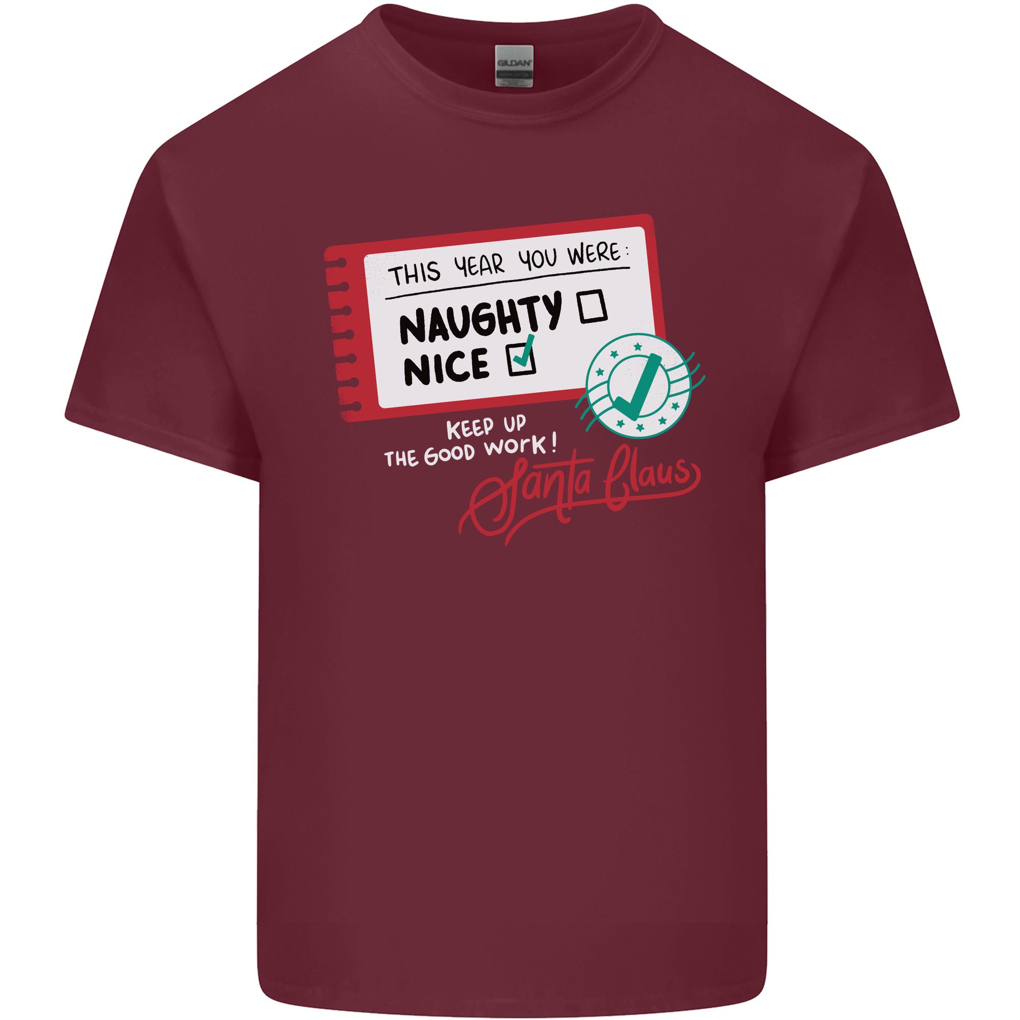 Naughty Nice Funny Christmas Santa Claus Unisexs Light Cotton TShirt S