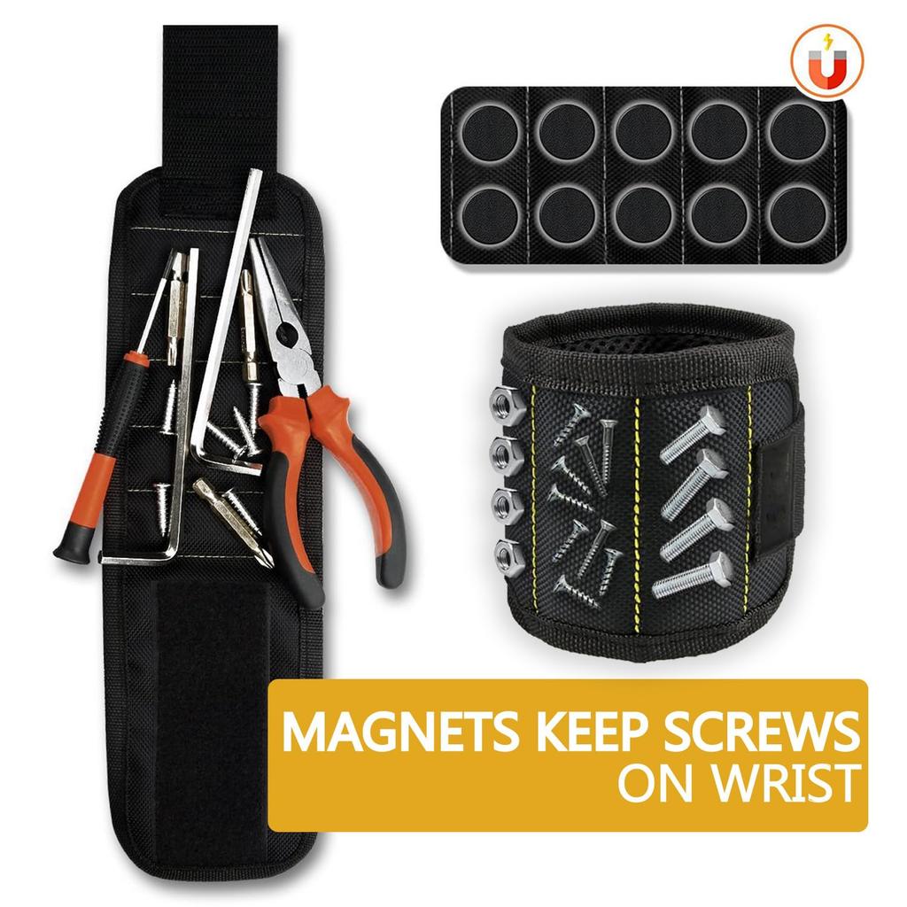 Magnetic Wristband Tool Holder Magnetic Screw Holder Wrist Strap for Electricians Repair Work