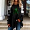 Fashionable Women's Loose Round Neck Christmas Small Print Long-sleeved T-shirt Top Pullover