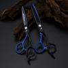 6.0 Inch Black And Blue Notched Handle, Nimpson Hair Scissors, Haircut, Flat Scissors, Bangs, Scissors, Thin Scissors