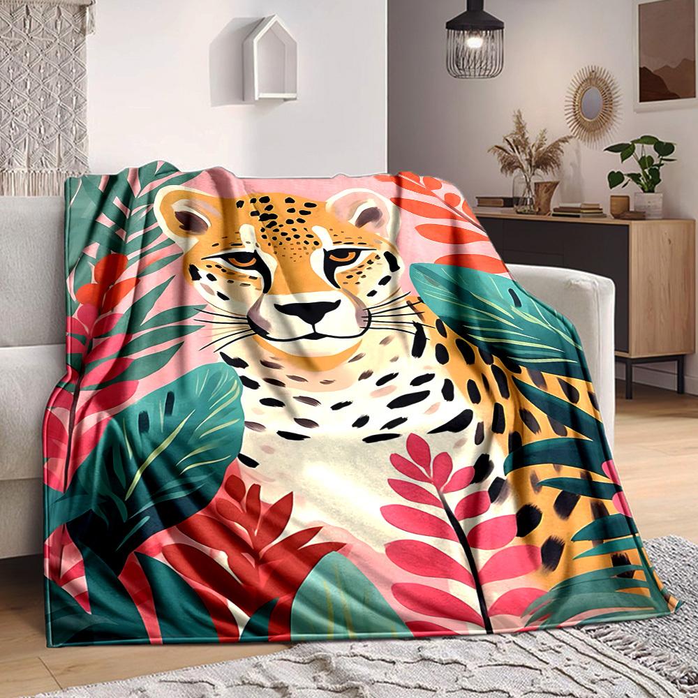 1pc Cheetah Print Blanket - Perfect Gift for Birthdays, Christmas & Halloween- Soft, Warm & Versatile yy250909152