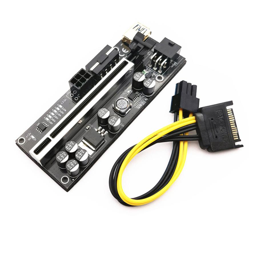 6 Pcs PCIE adapter board 60cm USB3.0 Cable Newest  010S Plus GPU Riser Card SATA