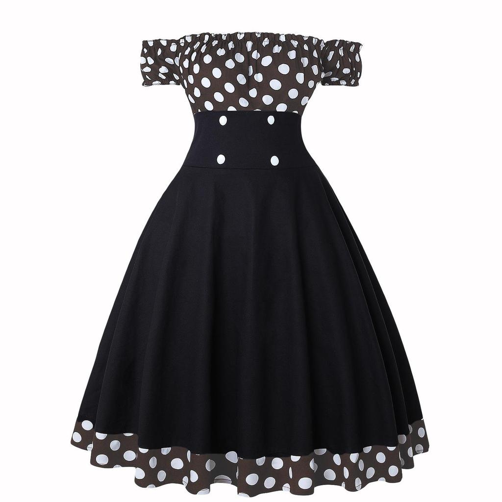 Women's Retro Polka Dot Hepburn Style Dress