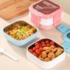 Adult Bento Box Food Grade Stainless Steel Lunch Container Two Stackable Leak-Proof Compartments Microwave Dishwasher Safe Lunch