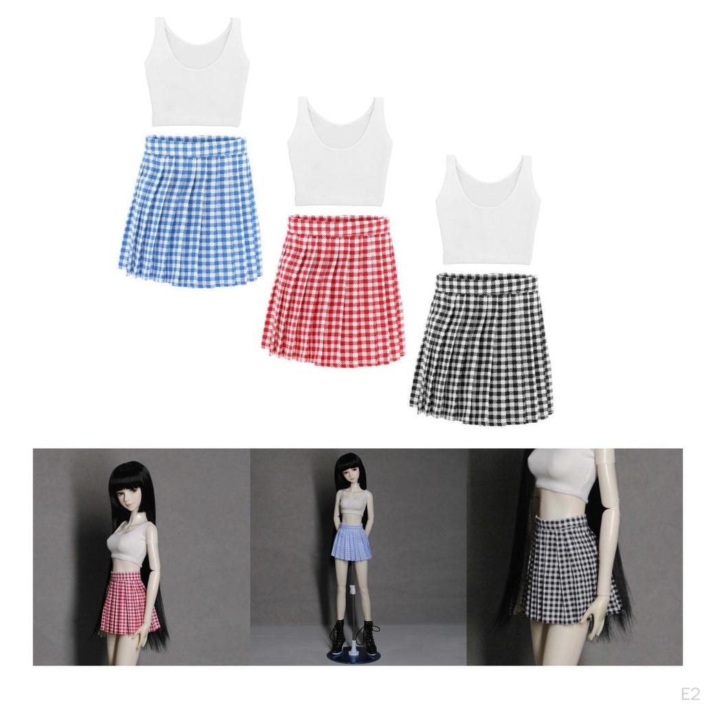 Clothes Pleated Skirt Plaid Cloth Clothing 1/3 DIY Outfits Casual Handmade Girl