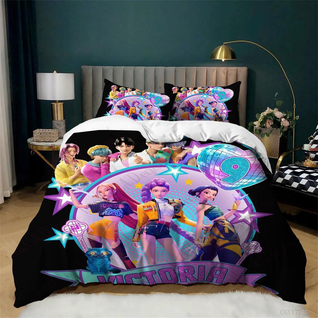3 Pieces Kpop Duvet Cover Set Twin Size Soft Comfortable Quilt Cover Light-Weight Duvet Cover With Pillow Shams