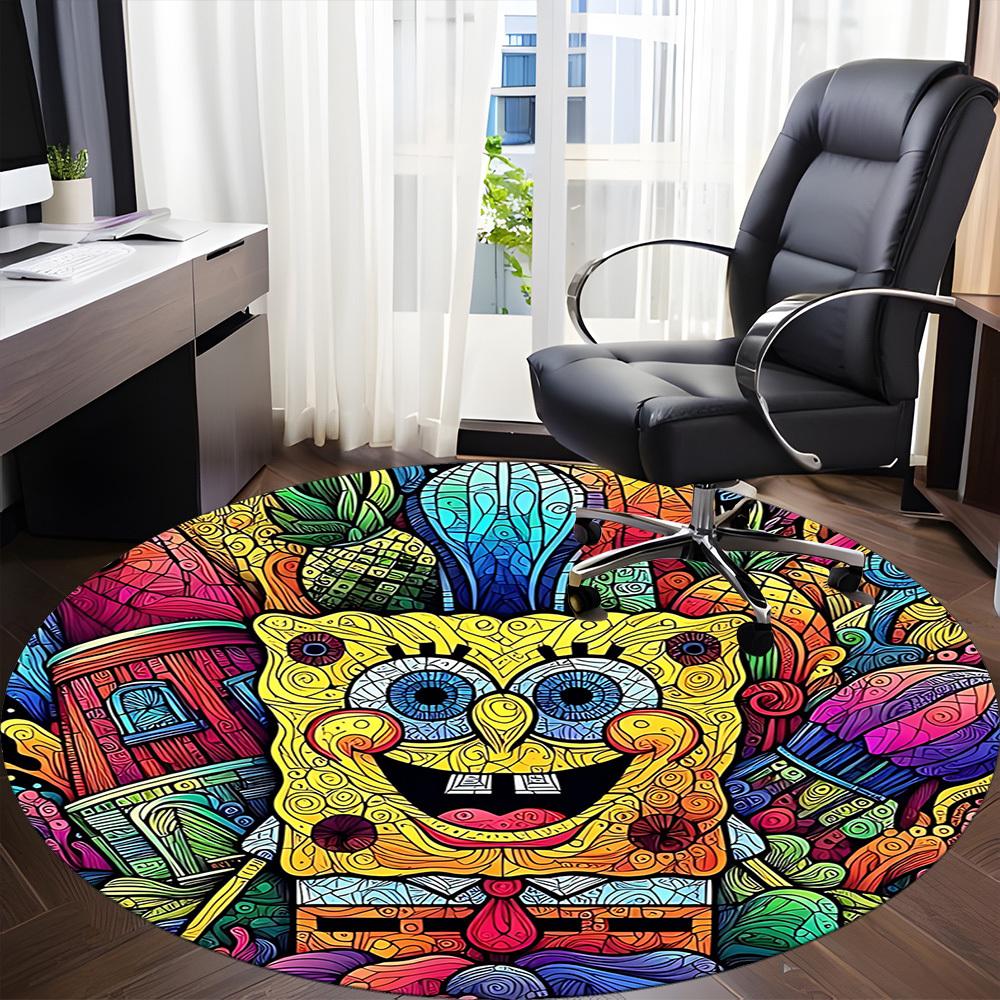1pc Artwork Office Round Area Rug, Indoor Mat Suitable For Office, Bedroom Living Room Home Decor, Room Deco,  Offic a0928126