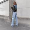 Felpe con cappuccio in denim lavato da donna, larghe, vintage, con cappuccio, pullover, top autunnali patchwork, felpa streetwear femminile