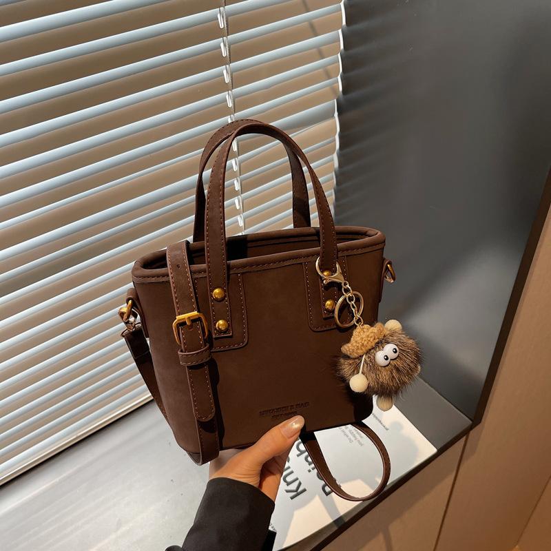 Texture Splicing Handbag Versatile Bucket Bag Women's Autumn and Winter New Fashion Shoulder Bag Commuter Messenger Bag