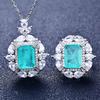 Imitation Natural Paraiba Jewelry Set, Ring Pendant, Temperament Jewelry, Atmospheric High-End Gifts, Containing Minerals