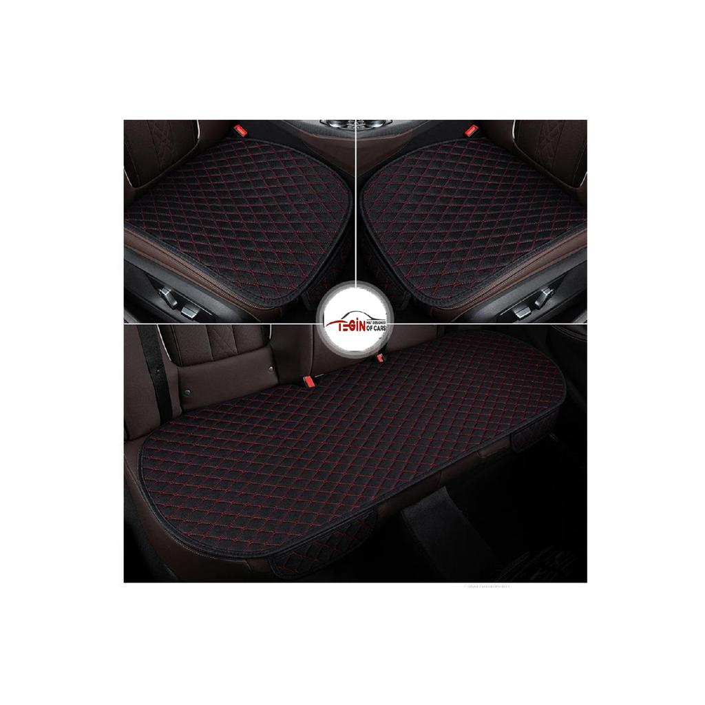Car Seat Cushion Front And Rear Set 3 Pieces Add Style To Your Car Black Fabric Black