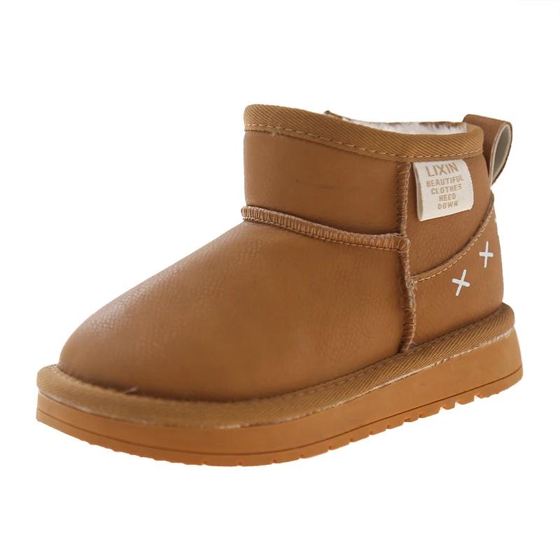 

2024 Детские плюшевые туфли для девочек, зимние новые модные корейские ботинки с мягкой подошвой, сохраняющие тепло, универсальные, шикарные, нескользящие 21 коричневый