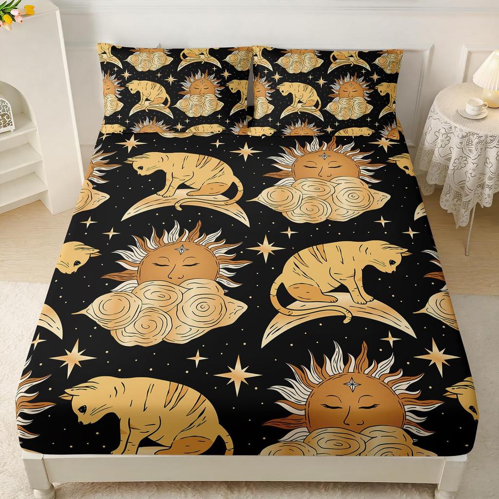 Math Galaxy Cartoon Planet Pattern Sheet Three-Piece Digital Printing Bedding Boys Girls