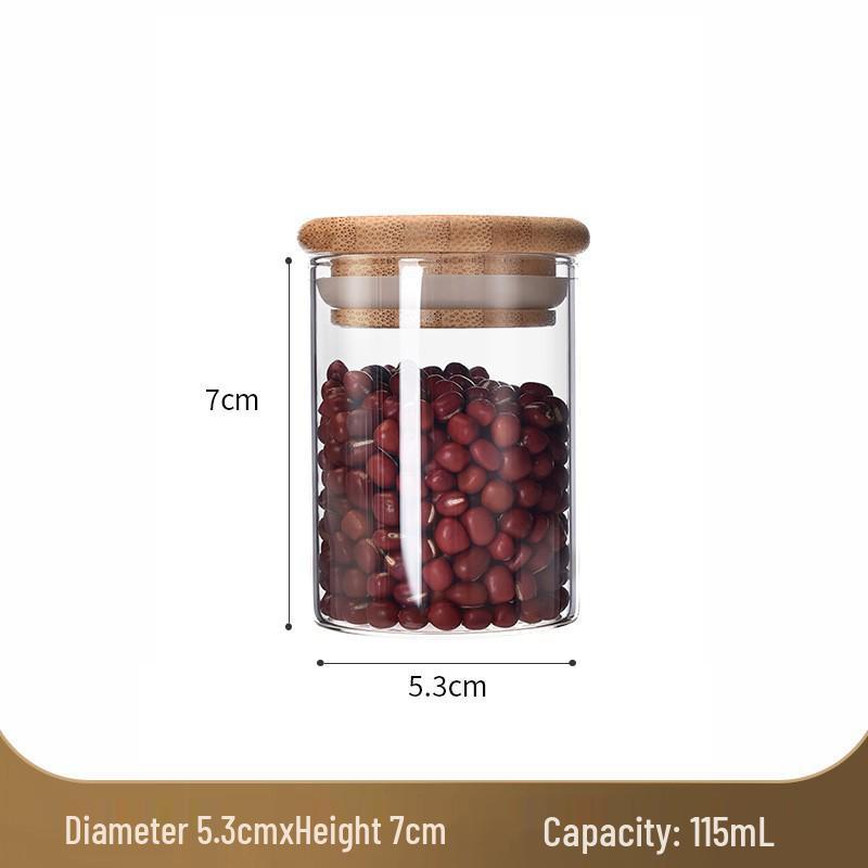 Borcan de sticlă cu capac de bambus - Rezistent la umiditate, Calitate alimentară, Recipient de bucătărie transparent