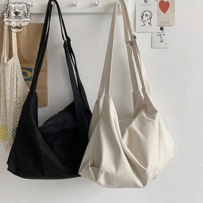 Fashion Versatile Messenger Bag Women'S Large Capacity Retro Canvas Students' Bag Simplicity Tote Solid Shoulder Crossbody Bag