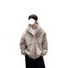 Men's Winter Marble Pattern Hooded Jacket - Plus Velvet, Loose Fit, Warm Cotton