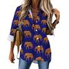 Indian Elephant Art Casual Blouse Spring Autumn Long Sleeve Colorful Floral Print Cool Blouses Woman Basic Shirt Graphic Clothes