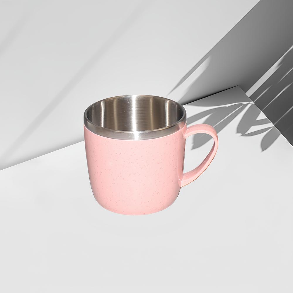 Tazze in Acciaio Inossidabile a Doppio Strato Antiscottatura Manico in Plastica Tazza per Caffè Latte Tè Bevande Acqua per Casa Ufficio Bicchiere