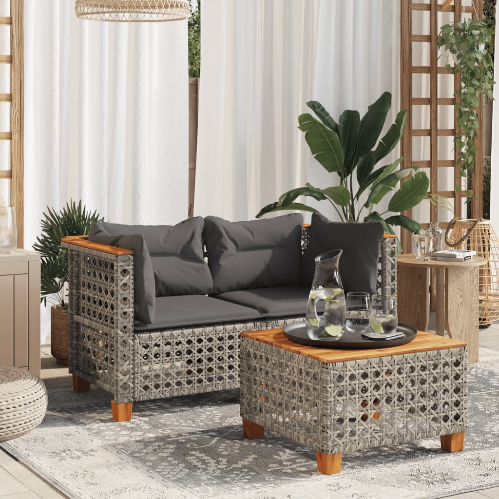 Vidaxl Moduli Angolari per Divano con Cuscini, 2 Pezzi, Grigio, Polyrattan