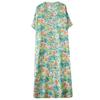 Women's Summer Floral V-Neck Maxi Dress Boho Linen Blend Beach Cover Up Loose Fit Vacation Dress with Side Slits