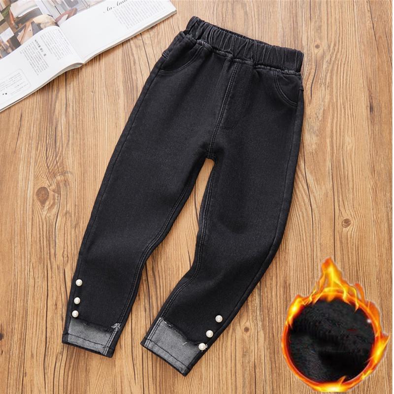 Winter Teenage Pants Girls Fleece Children Jeans Kids Denim Trousers Girls Clothing