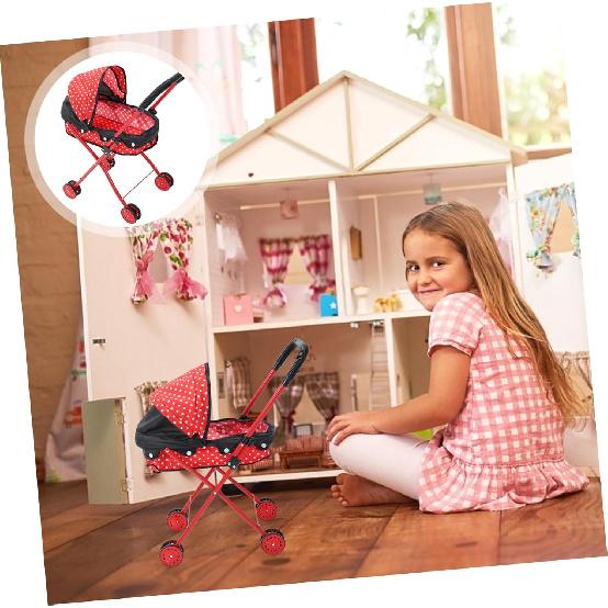 Vaguelly Doll Stroller Hand Cart Babies Dolls Stroller Wagon Furniture Dolly Trolly Dolly Mini Toys for Furniture Dollies Toys Push Cart Little Doll