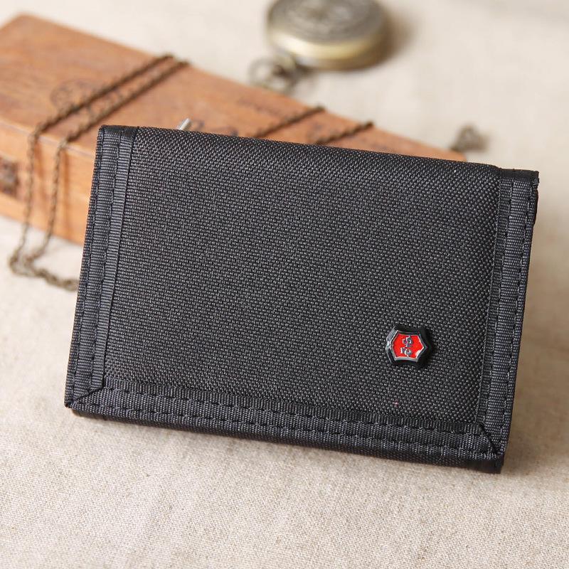 Men's 2025 Solid Color Korean Style Tri-fold Canvas Wallet & Coin Purse