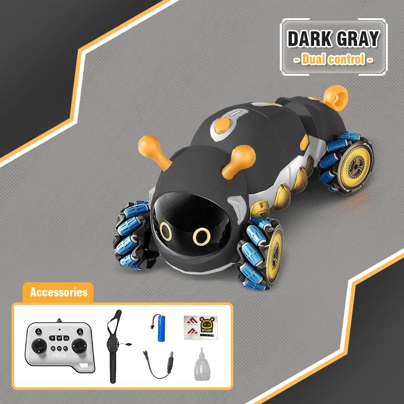 Non-Toxic Intelligent Remote Control Insect 4Wd Rc Stunt Car With Spray Light Radio Controlled Animals Electric Toys For Kids Gifts