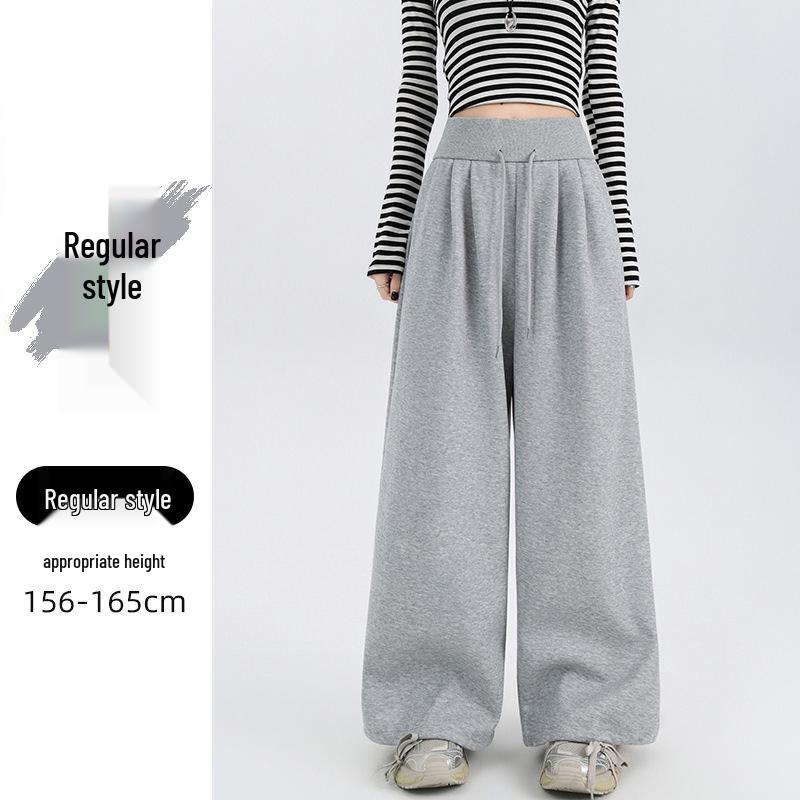 Women's High-Waisted Drawstring Wide-Leg Pants - Casual Loose Fit, Spring 2026