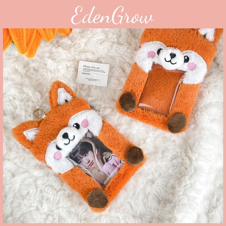 Plush Fox Sweet Id Card Holder Whimsical Animal Pendant For Easy Travel And Storage