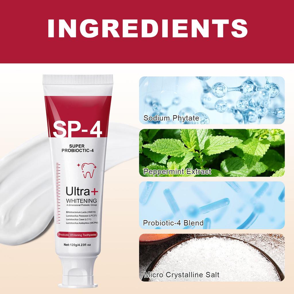 SP-4 Toothpaste, 120g Large Sp-4 Probiotic Toothpaste, SP-4 Whitening Toothpaste, Fresh, Breath, Toothpaste, Toothpaste, Stain Removal