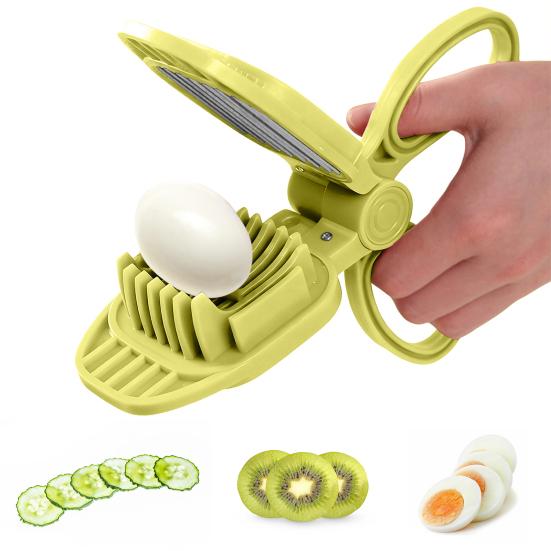 Egg Slicer for Hard Boiled Eggs Stainless Steel Food Slicer for Eggs Fruits Cheese Strawberry Easy-Press Kitchen Slicing Tool with Ergonomic Handle