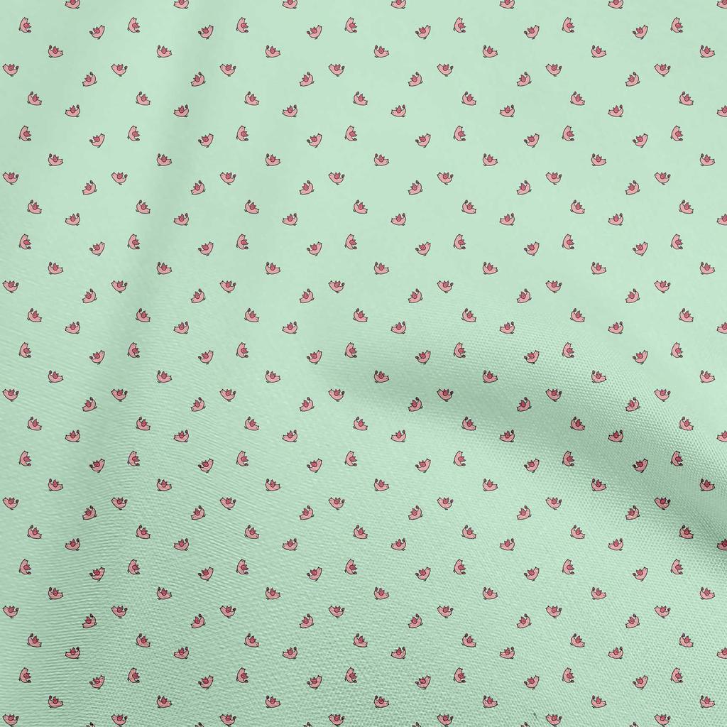 oneOone Cotton Flex Light Blue Fabric Bird Fabric For Sewing Printed Craft Fabric By The Yard 40 Inch