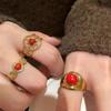 Red Lace Open Ring Women'S Light Luxury High-End Index Finger Ring Retro Fashion Personalized Earrings Ring