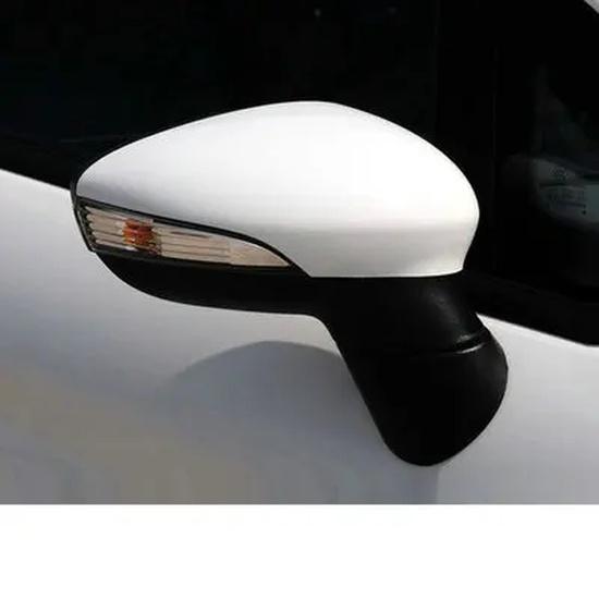 White Side mirror covers for Ford Fiesta VI MK6 CB1 CCN 2009 2017 Wing caps replace Hatchback Sedan