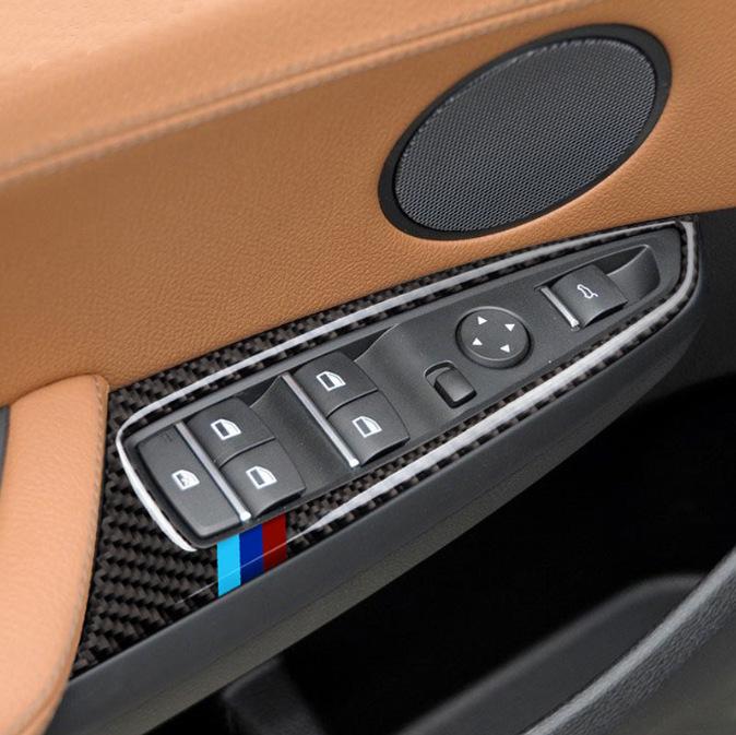 14-17 BMW X3/X4 F25/F26 Naklejka Ozdobna na Przełącznik Okna z Włókna Węglowego