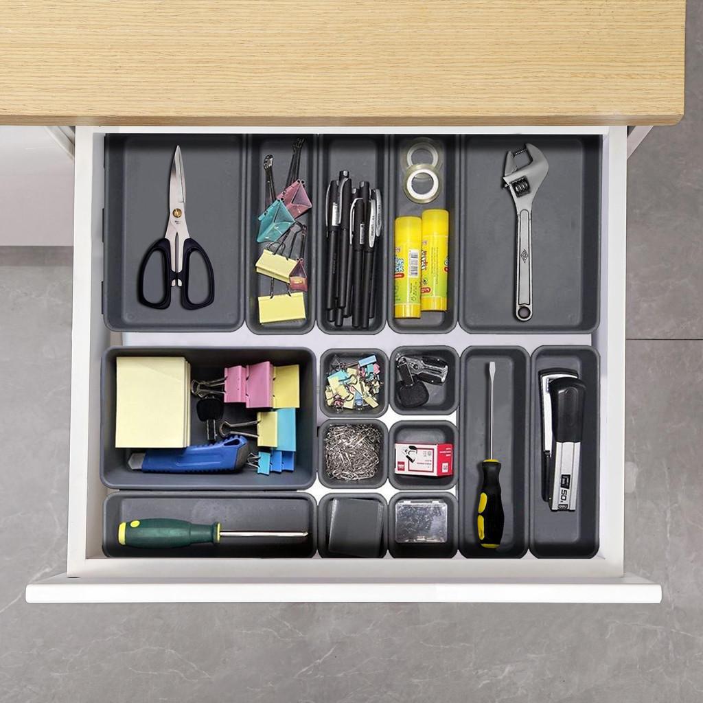 Modern Plastic Desk Drawer Organizer With Dividers For Office And Bathroom Storage