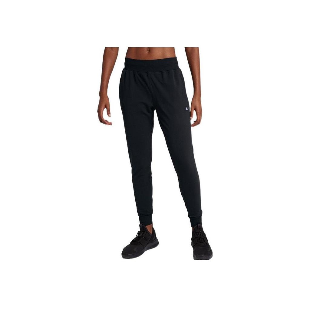 Nike Solid Color Logo Elastic Waistband Cuffed Sports Pants Women bottoms Black 930470-010