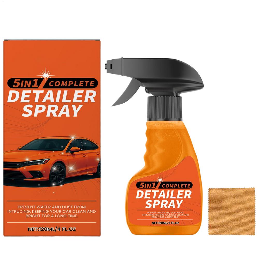 

120ml 5-in-1 Car Cleaner Spray Car Detailer Spray Detailing Mist Automotive Cleaner Clean With Towel For Boost Shine Clear Light помаранчевий