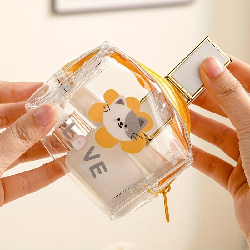 Transparent PVC Mini Portable Storage Bag Multifunctional Cute Animal Print Purse For Travel