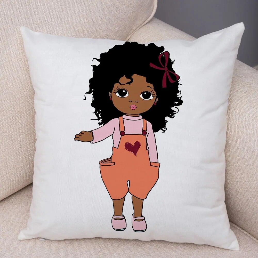 Home Decor African Baby Sofa Cushion Cover Bedroom Home Kids Room Decor Cute Cartoon Girl Pillowcase