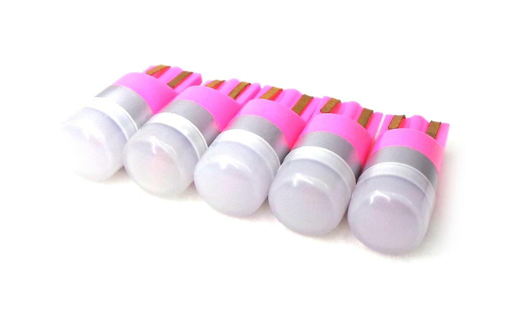 6 Pcs T10 LED Bulb, W5W 12V CANBUS 190lm Pink