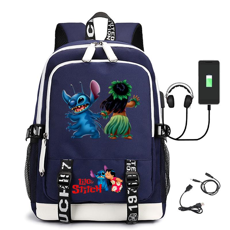 Large Capacity Backpack Printed Student USB School Bag