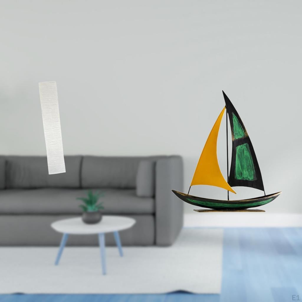 Living Room Iron Sailboat Lamp Shade Sculpture Tabletop Ornament Feng Shui Decor Collection Standing